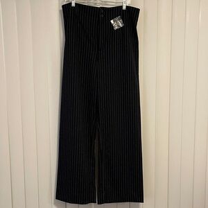NWT Lauren Conrad Wide Leg High Rise Black Pinstripe Trousers 16 Long